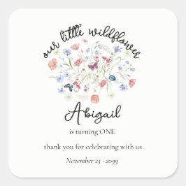 Colorful Wildflower Centerpiece 1st Birthday Party スクエアシール