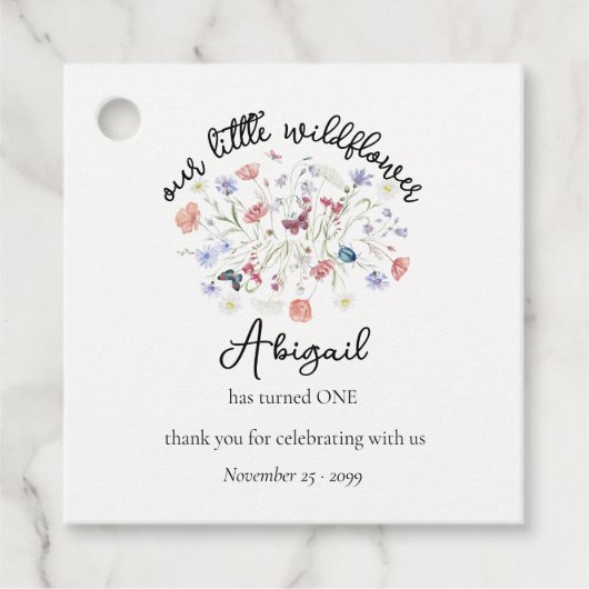 Colorful Wildflower Centerpiece 1st Birthday Party フェイバータグ (正面)