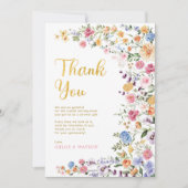 Colorful Wildflower Couples Bridal Shower  サンキューカード (正面)