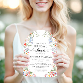 Colorful Wildflower Floral Boho Bridal Shower Arch 招待状