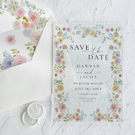 Colorful Wildflower Floral Photo Wedding アクリル招待状