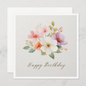Colorful Wildflower Happy Birthday 招待状 (正面/裏面)