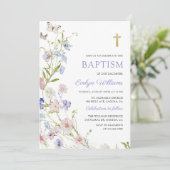 Colorful Wildflower Meadow Girl Baptism  招待状 (スタンド正面)