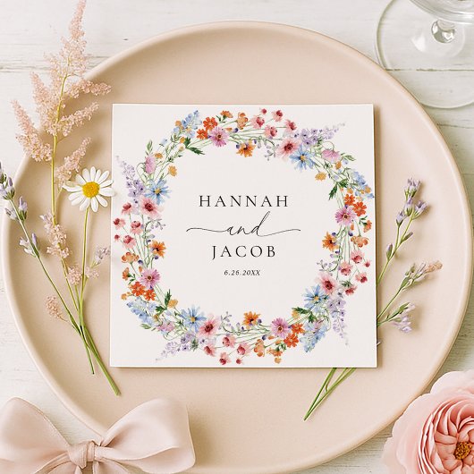 Colorful Wildflower Meadow Personalized Wedding  スタンダードカクテルナプキン