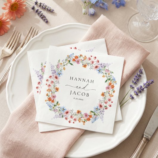 Colorful Wildflower Meadow Personalized Wedding  スタンダードカクテルナプキン
