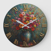 Colorful Wildflower Numerals | Luxury Floral Vase ラージ壁時計 (正面)