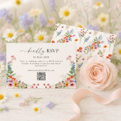 Colorful Wildflower QR Code Wedding 出欠カード