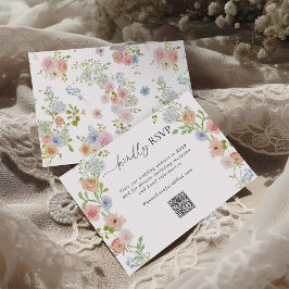 Colorful Wildflower QR Code Wedding 出欠カード
