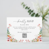 Colorful Wildflower QR Code Wedding 出欠カード (スタンド正面)