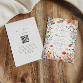 Colorful Wildflower QR Code Wedding 招待状