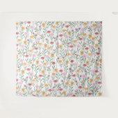 Colorful Wildflower Watercolor Design タペストリー (正面(横))