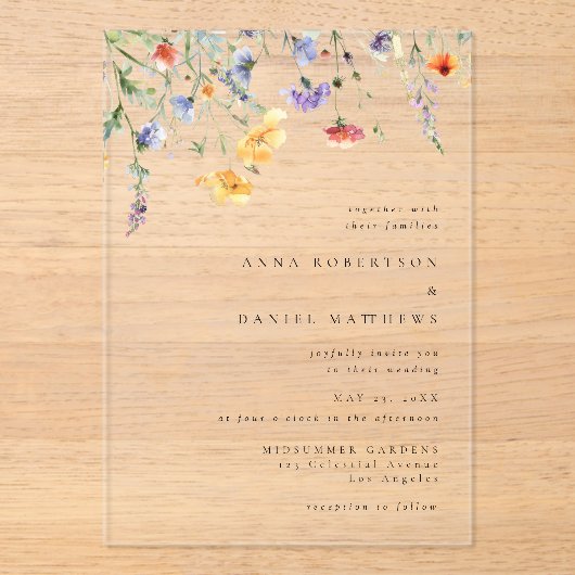 Colorful Wildflower Wedding アクリル招待状 (正面)