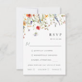 Colorful Wildflower Wedding Meal Choice RSVP Card (正面)