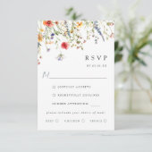 Colorful Wildflower Wedding Meal Choice RSVP Card (スタンド正面)