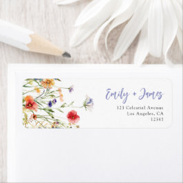 Colorful Wildflower Wedding Return Address Label ラベル