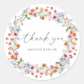 Colorful Wildflower Wedding Thank You Favor ラウンドシール (正面)