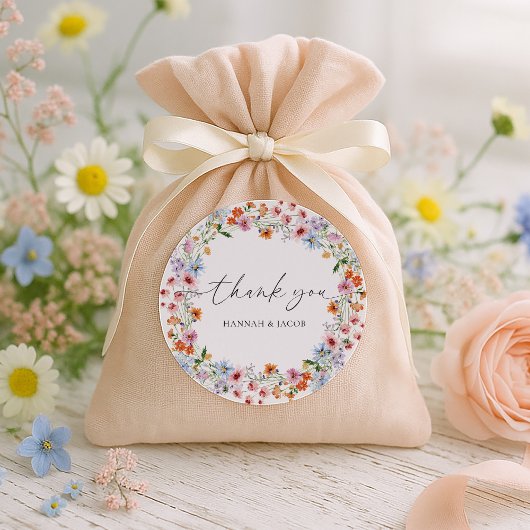 Colorful Wildflower Wedding Thank You Favor ラウンドシール