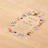 Colorful Wildflowers Arch Wedding Save the Date アクリル招待状 (レイダウン)