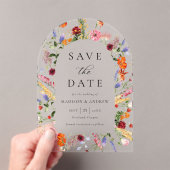 Colorful Wildflowers Arch Wedding Save the Date アクリル招待状 (インサイチュ (ポータブル))