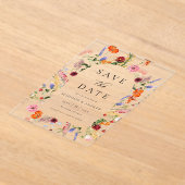 Colorful Wildflowers Arch Wedding Save the Date アクリル招待状 (レイダウン)