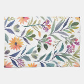 Colorful Wildflowers | Beautiful Floral Watercolor キッチンタオル (横)