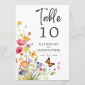Colorful Wildflowers Elegant Wedding Table Number 招待状 (正面)