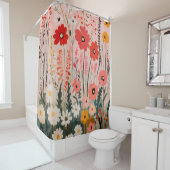 Colorful wildflowers field painting シャワーカーテン (インサイチュ)