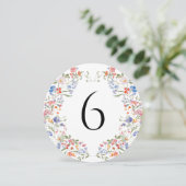 Colorful Wildflowers Floral Round Table Number 招待状 (スタンド正面)