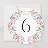 Colorful Wildflowers Floral Round Table Number 招待状 (裏面)