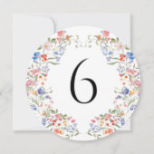 Colorful Wildflowers Floral Round Table Number 招待状 (正面)