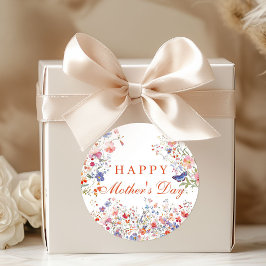 Colorful Wildflowers Happy Mother's Day Sticker ラウンドシール