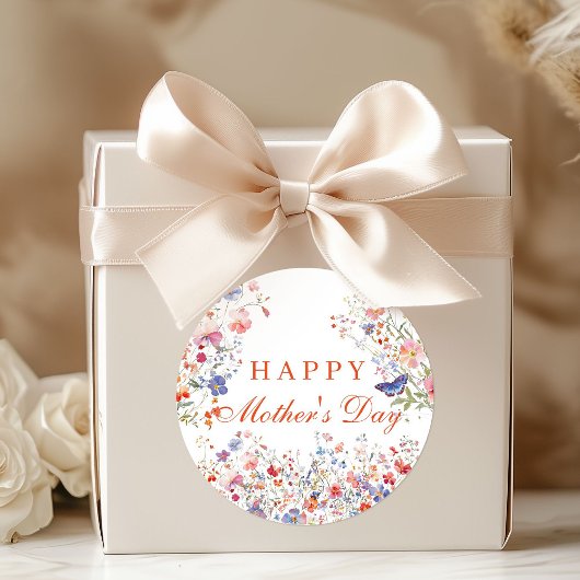 Colorful Wildflowers Happy Mother's Day Sticker ラウンドシール
