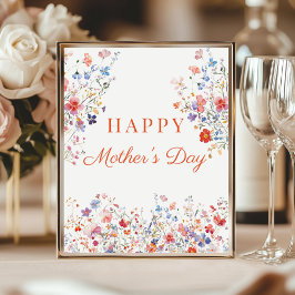 Colorful Wildflowers Happy Mother's Day table sign ポスター