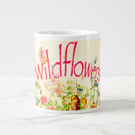 Colorful Wildflowers Text ジャンボコーヒーマグカップ
