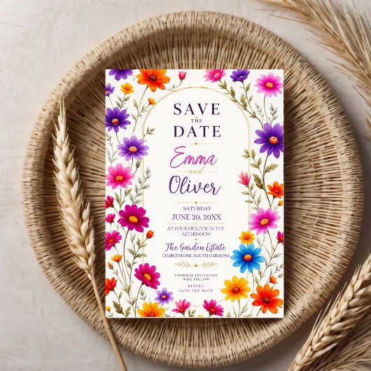 Colorful Wildflowers Wedding Invitation アクリル招待状