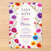 Colorful Wildflowers Wedding Invitation アクリル招待状 (正面)