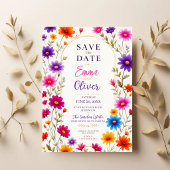 Colorful Wildflowers Wedding Invitation セーブザデート