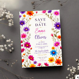 Colorful Wildflowers Wedding Invitation セーブザデート