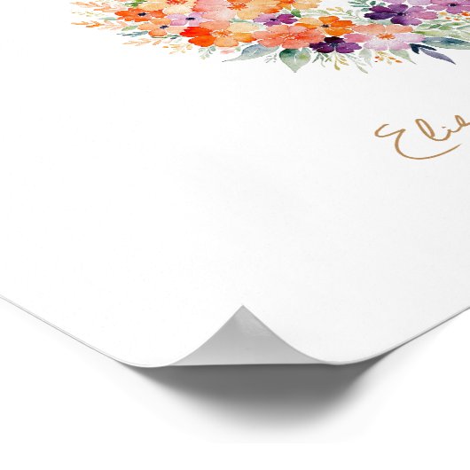 Colorful Wildflowers Wedding Memorial Table ポスター (角)