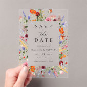 Colorful Wildflowers Wedding Save the Date アクリル招待状 (インサイチュ (ポータブル))