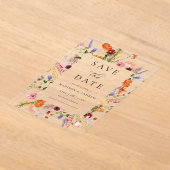 Colorful Wildflowers Wedding Save the Date アクリル招待状 (レイダウン)