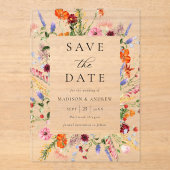 Colorful Wildflowers Wedding Save the Date アクリル招待状 (正面)