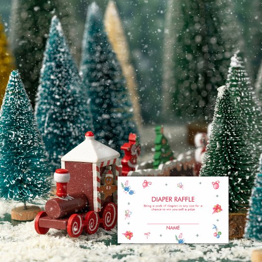Colorful Winter Diaper Raffle Baby Shower  エンクロージャーカード