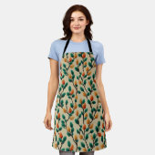 Colorful Winter Pinecone Branches エプロン (着用した状態)