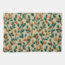 Colorful Winter Pinecone Branches キッチンタオル