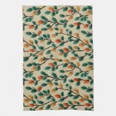 Colorful Winter Pinecone Branches キッチンタオル (縦)