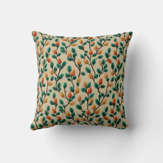 Colorful Winter Pinecone Branches クッション (裏面)