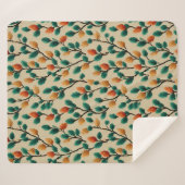 Colorful Winter Pinecone Branches シェルパブランケット (正面(横))