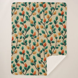 Colorful Winter Pinecone Branches シェルパブランケット