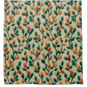 Colorful Winter Pinecone Branches シャワーカーテン (正面)